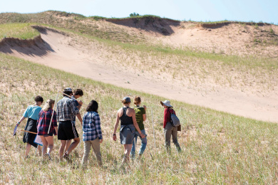 SEAS Master’s students perform fieldwork in a flagship Northern Michigan dune habitat. Photo by Alexis Rankin