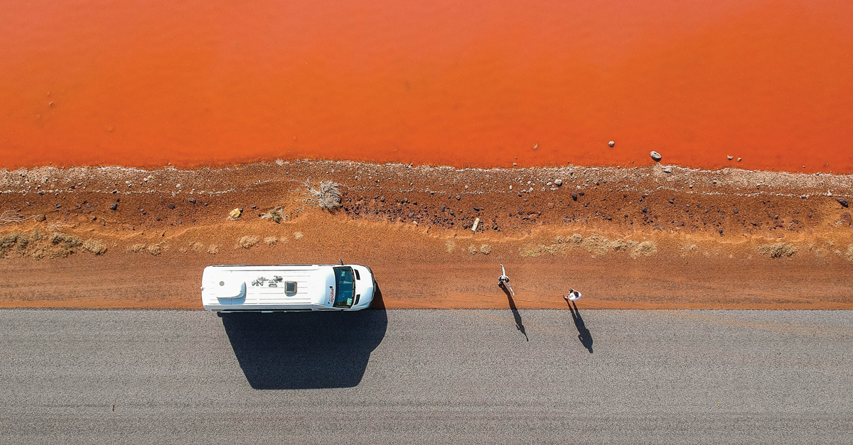 Hutt Lagoon, a marine salt lake in Western Australia.