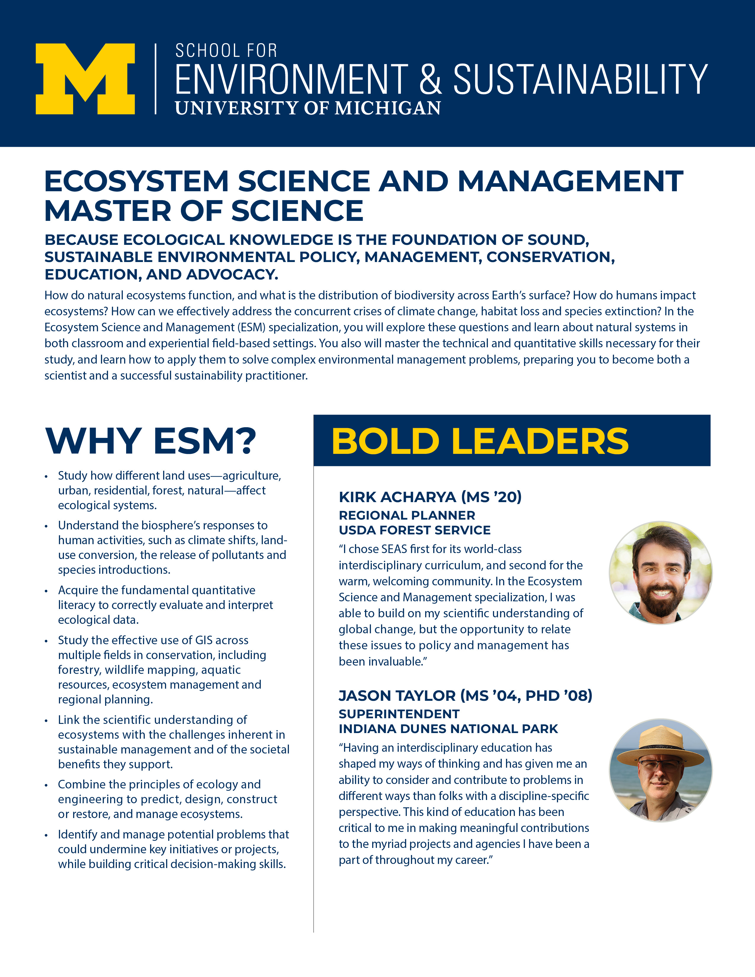 Ecosystem Science and Management brochure