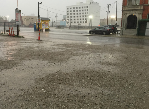 Hard-packed gravel lot