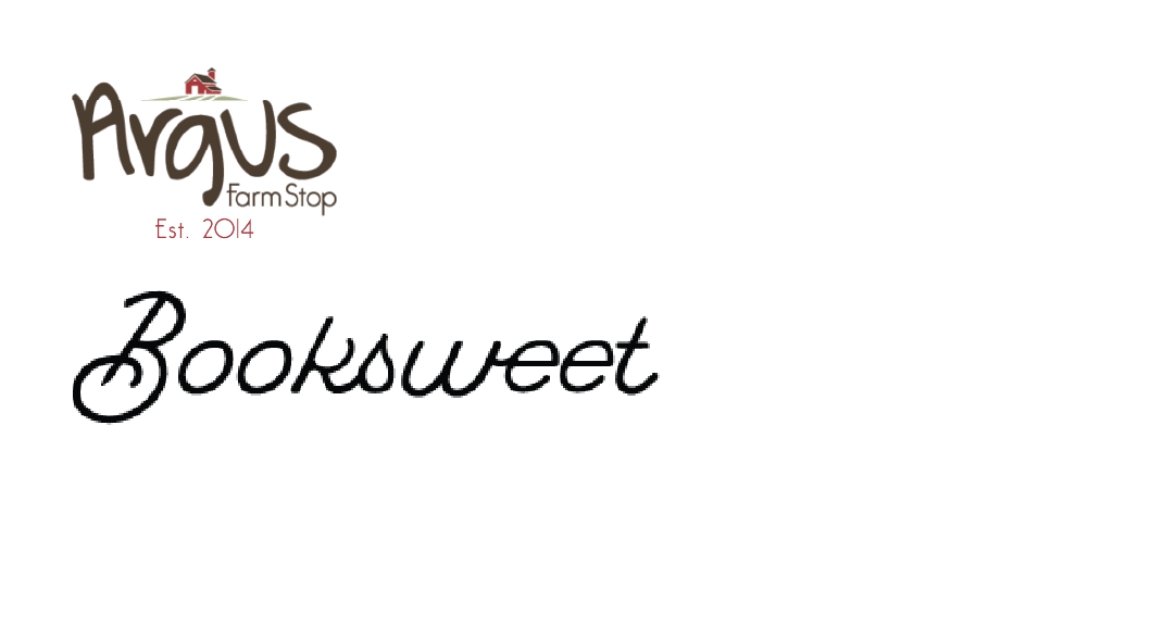 the logos for Argus Farm Stop and Booksweet