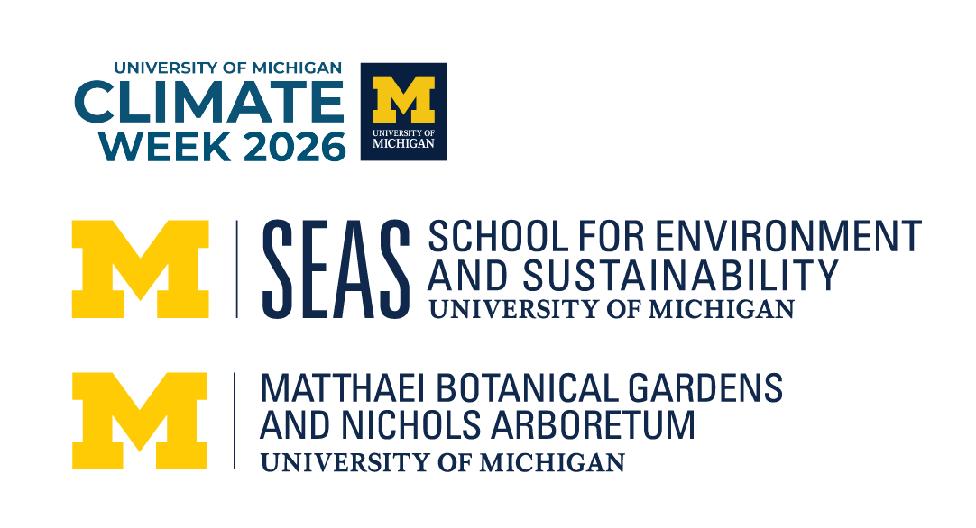 the logos for climate week 2026, SEAS, and Matthaei Botanical Gardens and Nichols Arboretum
