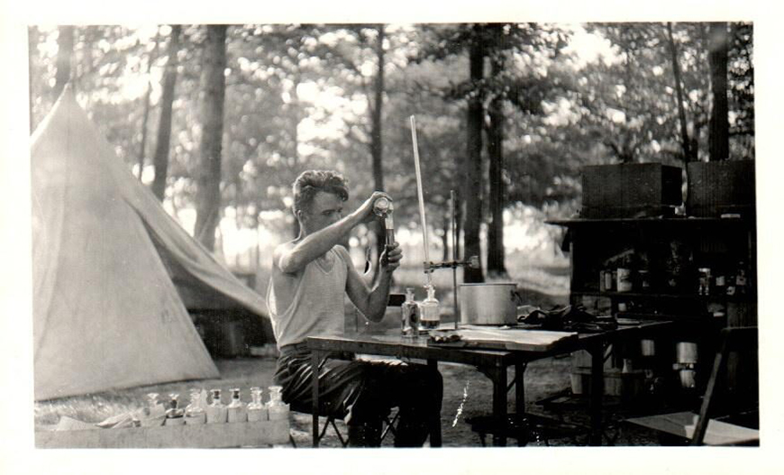 Man analyzing water samples in 1931