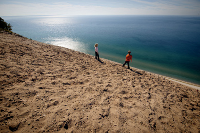 Lake Michigan from sleeping bear sand dunes