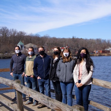 Masters Project team overlooking the Huron River