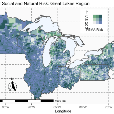 Map of Social &amp; Natural Risk: Great Lakes Region