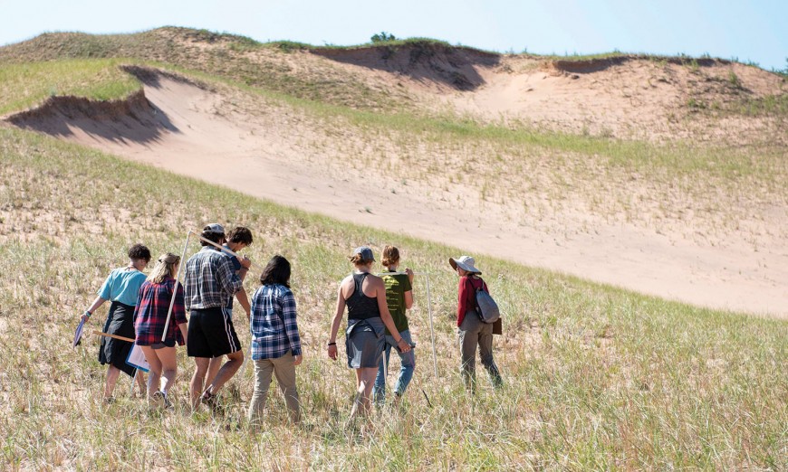SEAS Master’s students perform fieldwork in a flagship Northern Michigan dune habitat. Photo by Alexis Rankin