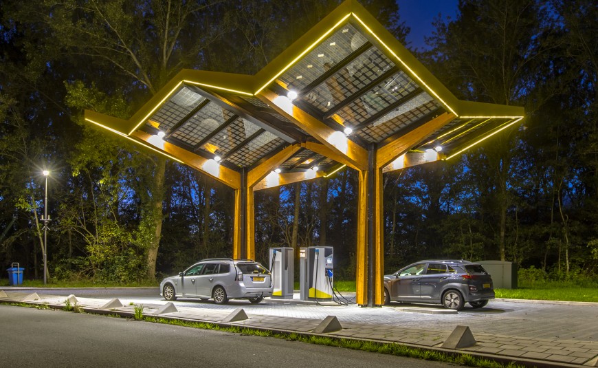 Electric car charging station in the Netherlands