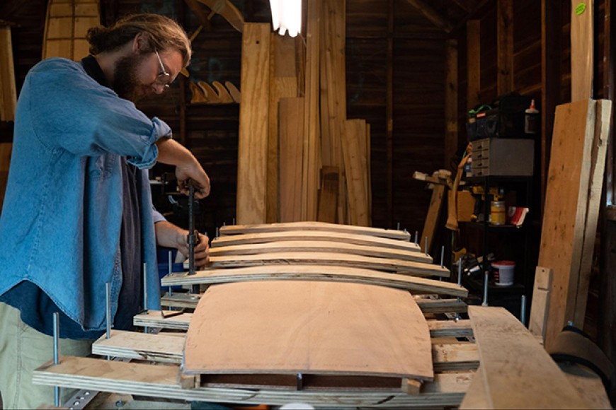 Surf’s Up! SEAS student Carson Brown makes sustainable wooden surfboards